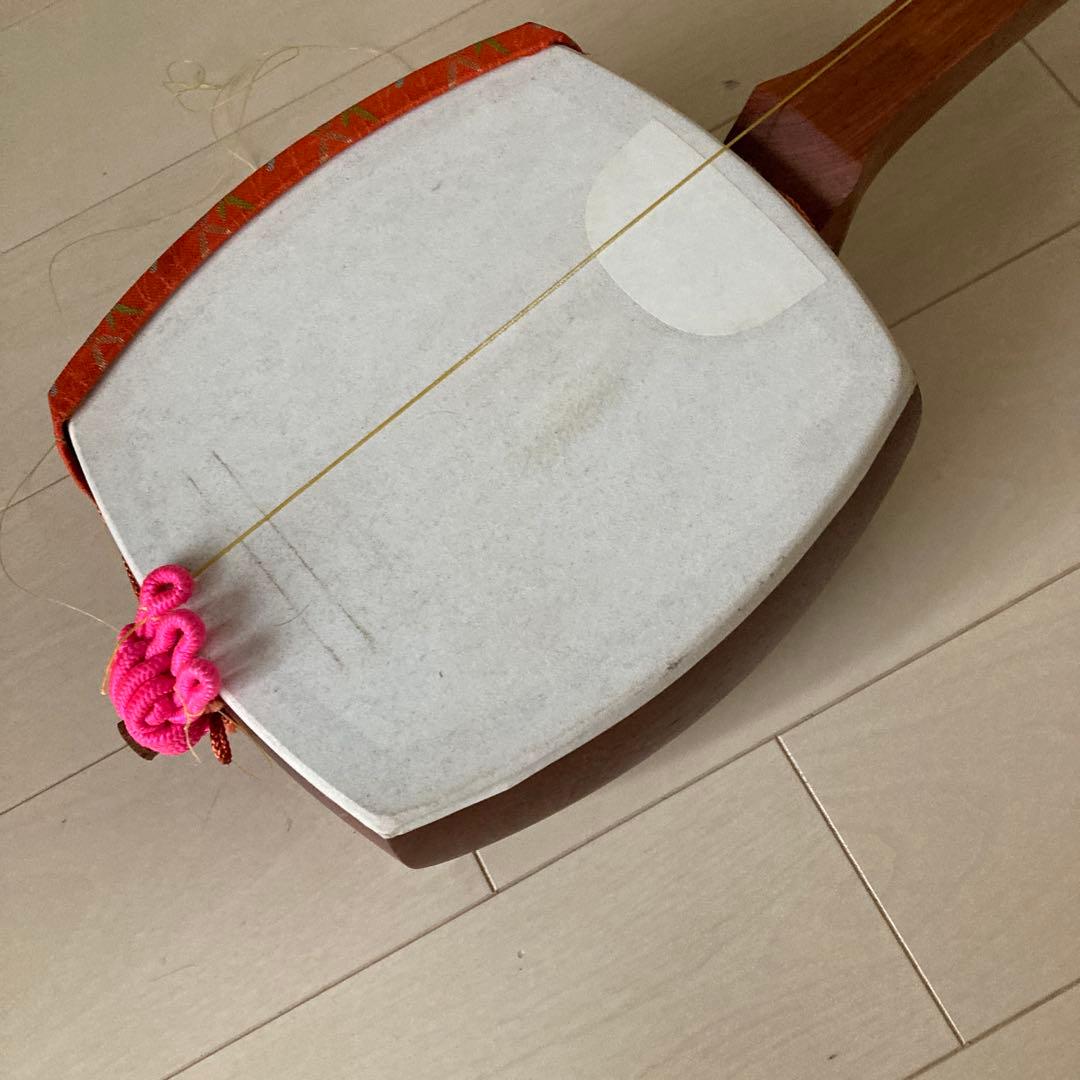 三味線本体 白/オレンジ 木製