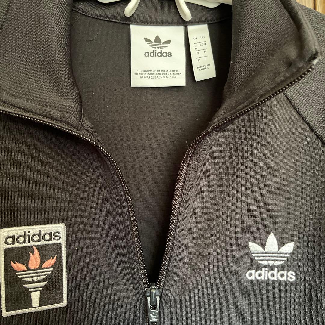 adidas トレフォイルロゴ　トリコロールジャケット Mサイズ 黒