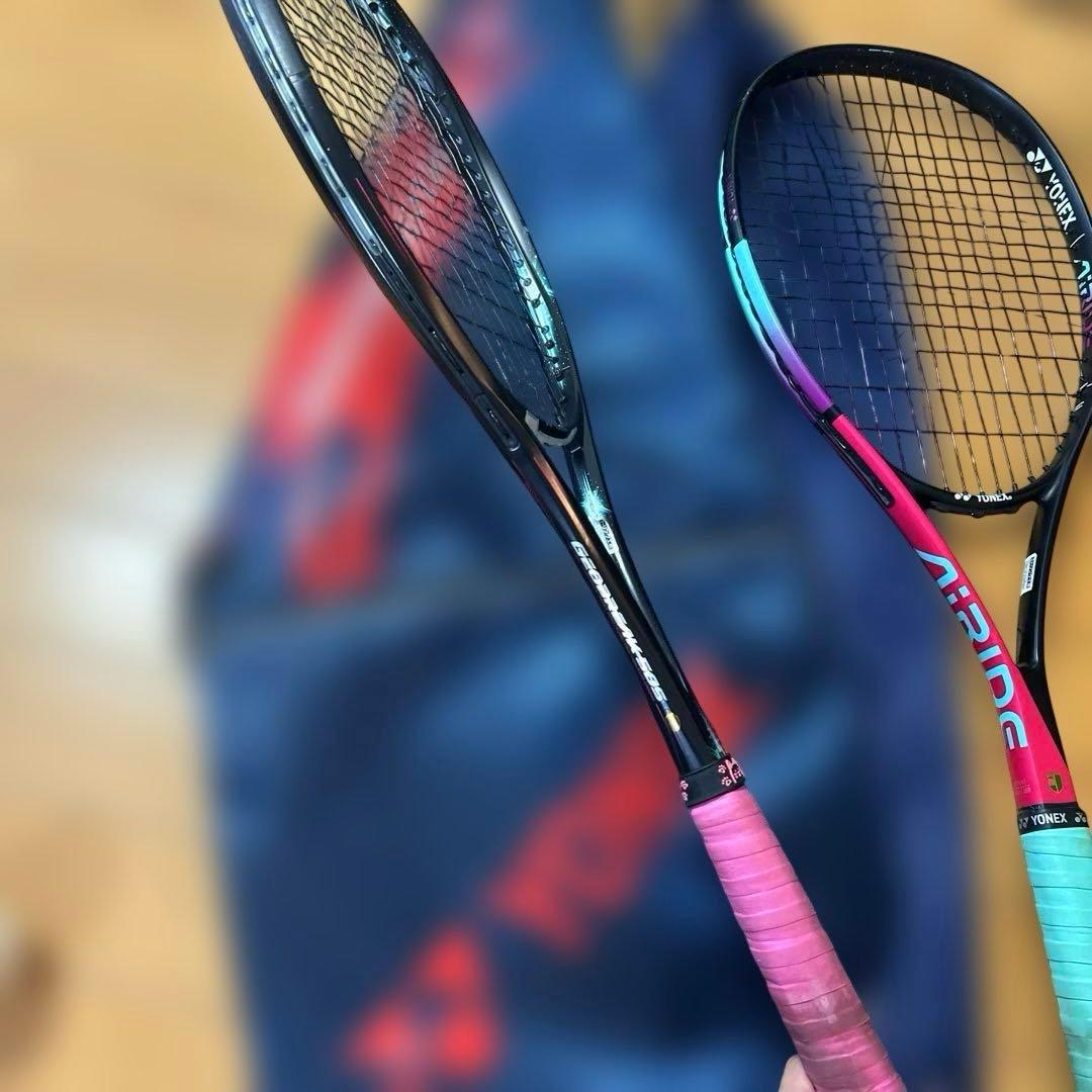 YONEX 軟式テニスラケット2本、ボール3個セット 後衛 ラケットケース付