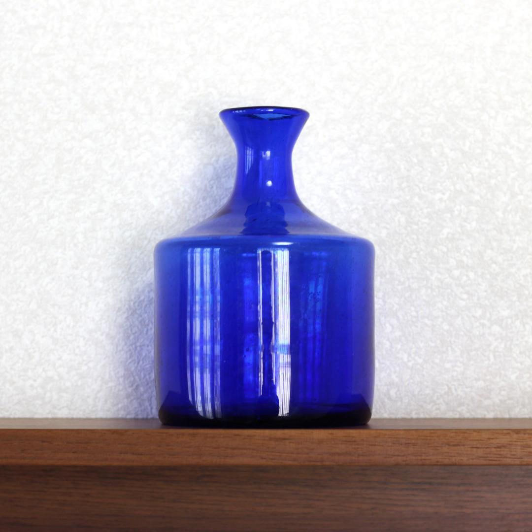 【サイン有り】Erik Hoglund　エリックホグラン　ブルーガラス 花器花瓶