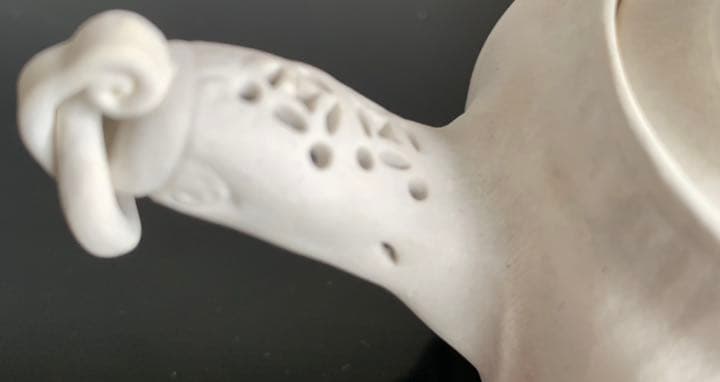 Autumn SALE❗️煎茶道具 萬古焼◆松楽造『環手 茶注』白泥手捻り