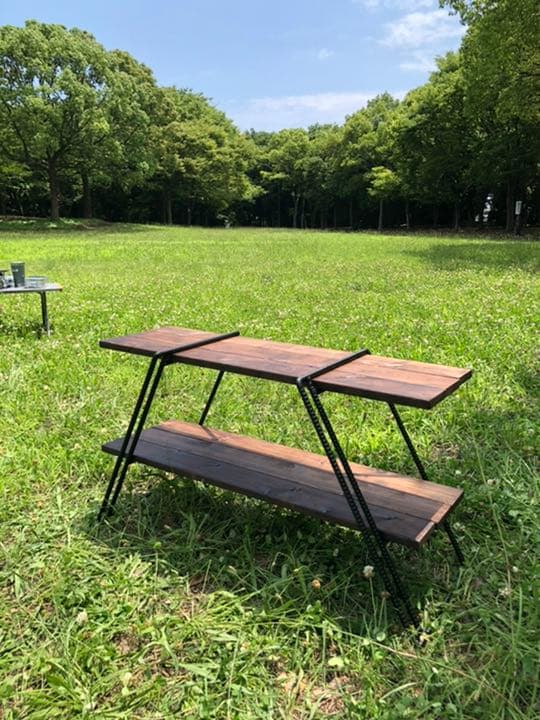 【鉄脚＆板セット】2wayスタイルアイアンラック！持ち運びに便利なバンド付き