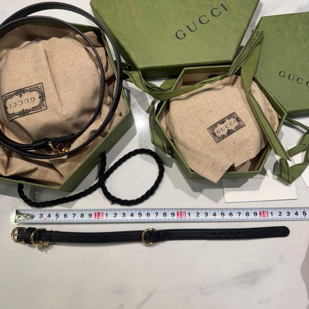 【正規品・新品未使用】GUCCI ブラックレザー首輪 ＆ リード XS サイズ