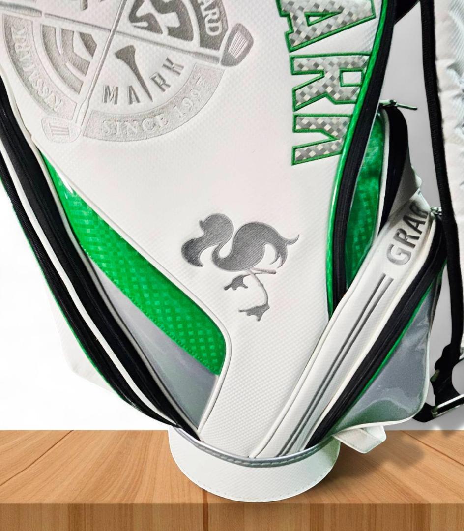 送料無料/美品　kissmark エナメル大型キャディバッグ ホワイト・グリーン