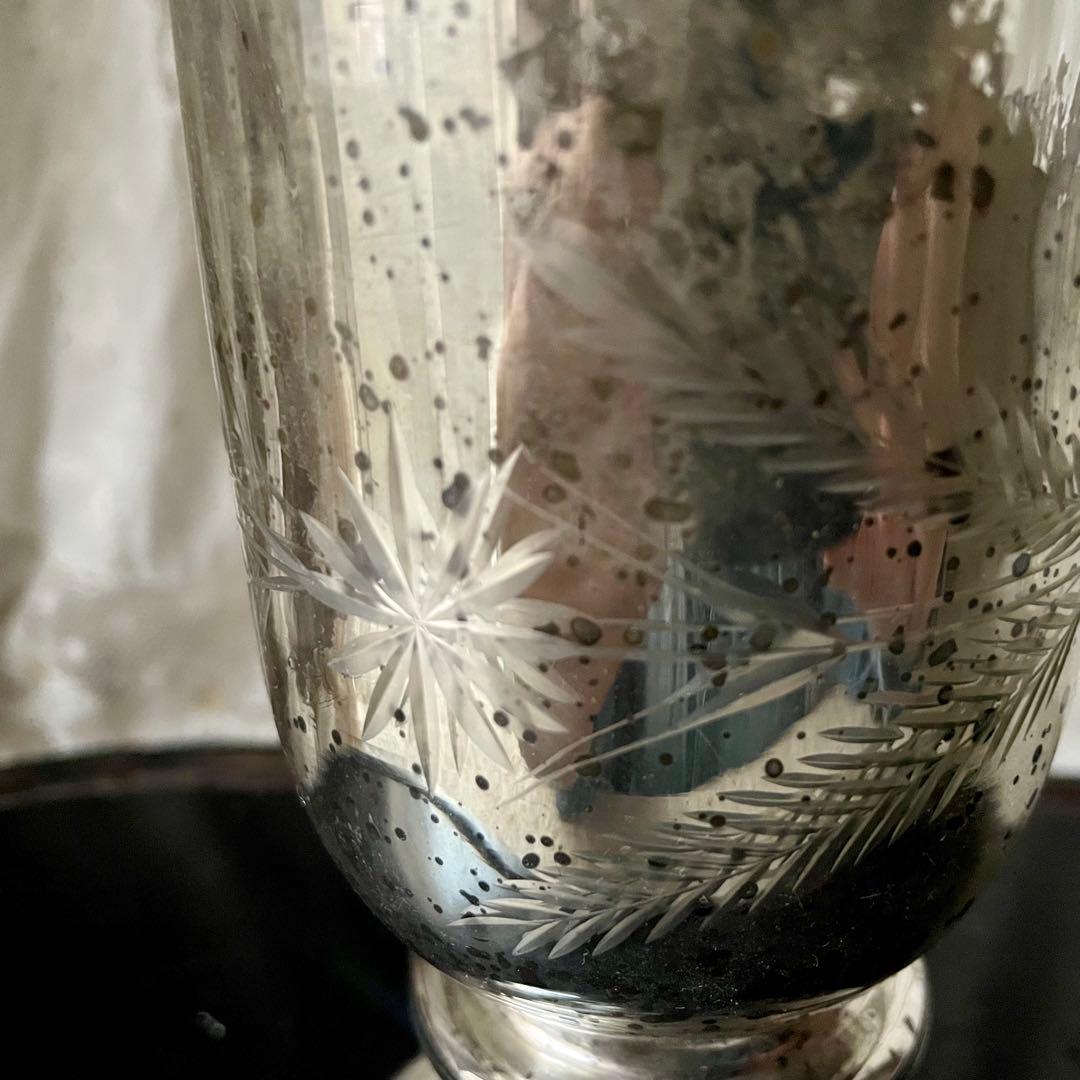 大きなメルキュリーグラス　キャンドルホルダー　フランスアンティークヴィンテージ