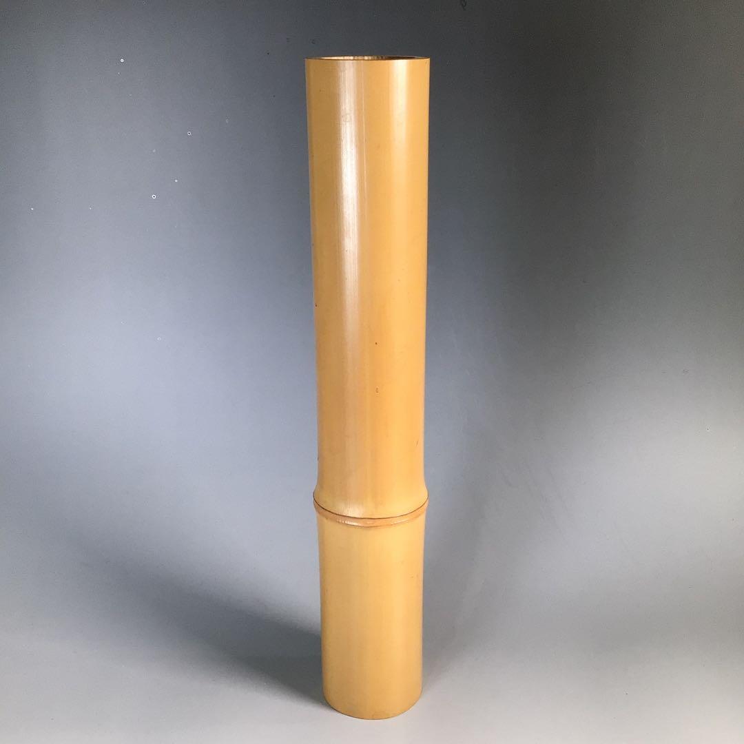 Ｎ４９　尺八花入　『黒田宗傳作』『表千家　堀内宗完　箱書』『銘　白鶴』　共箱