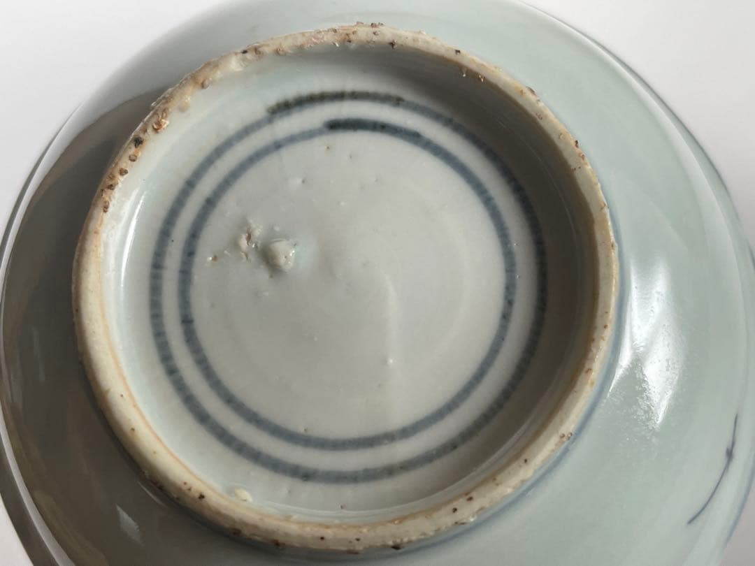 骨董　アンティーク　古染付　蝶々文　小皿　盃　酒器　平盃　中国骨董　古陶磁　豆皿