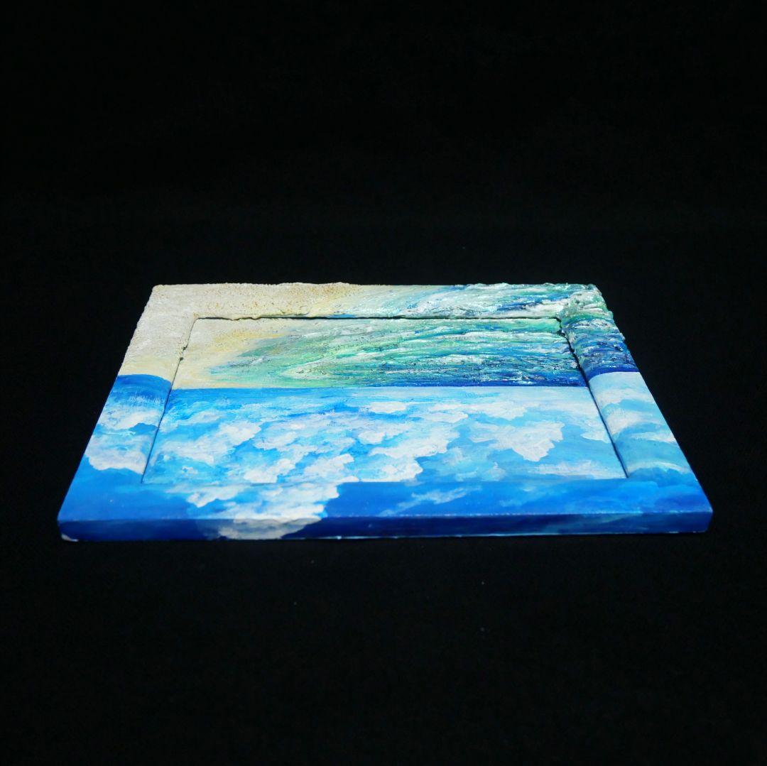油絵 油彩 油彩画 絵 絵画 【砂浜の海】ミニ絵画