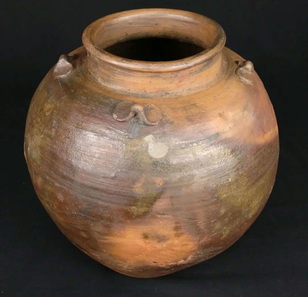 抜群 備前焼 古備前 窯変 四耳葉茶壺 桃山時代 骨董 古美術 茶道具 逸品