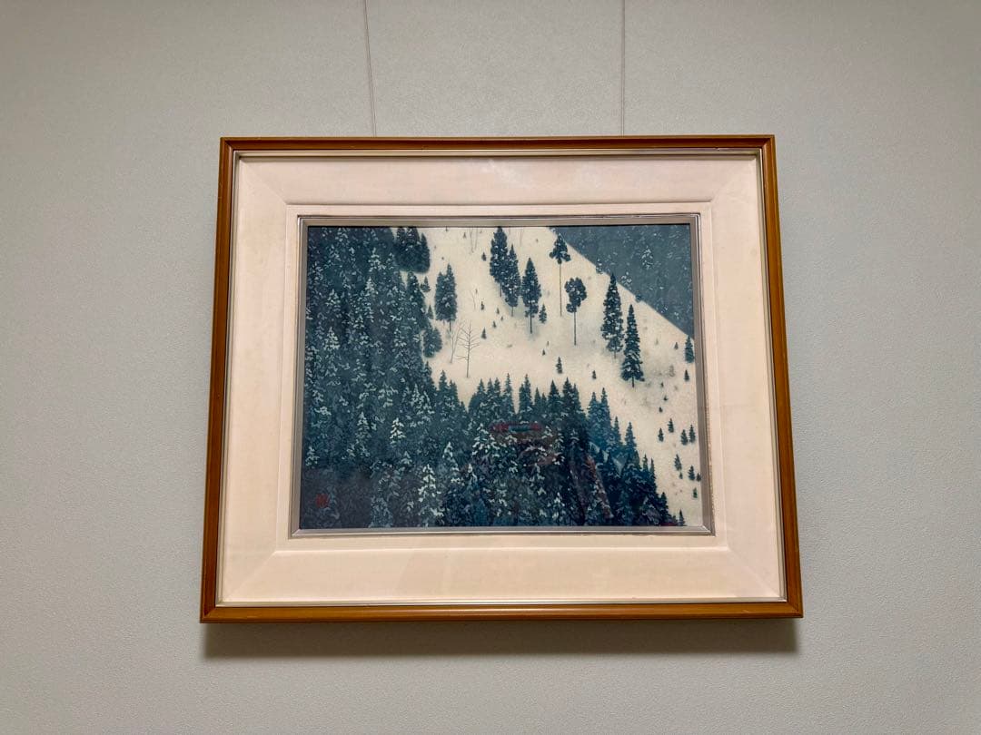 東山魁夷 春雪 木版画 額装 限定450部 日本画 版画 真作 リトグラフ