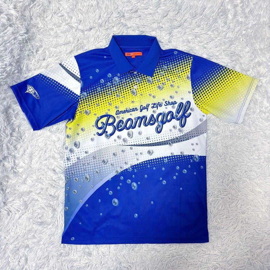 最新作 ビームスゴルフ ポロシャツ ブルー 襟付き ゴルフウェア ストレッチ