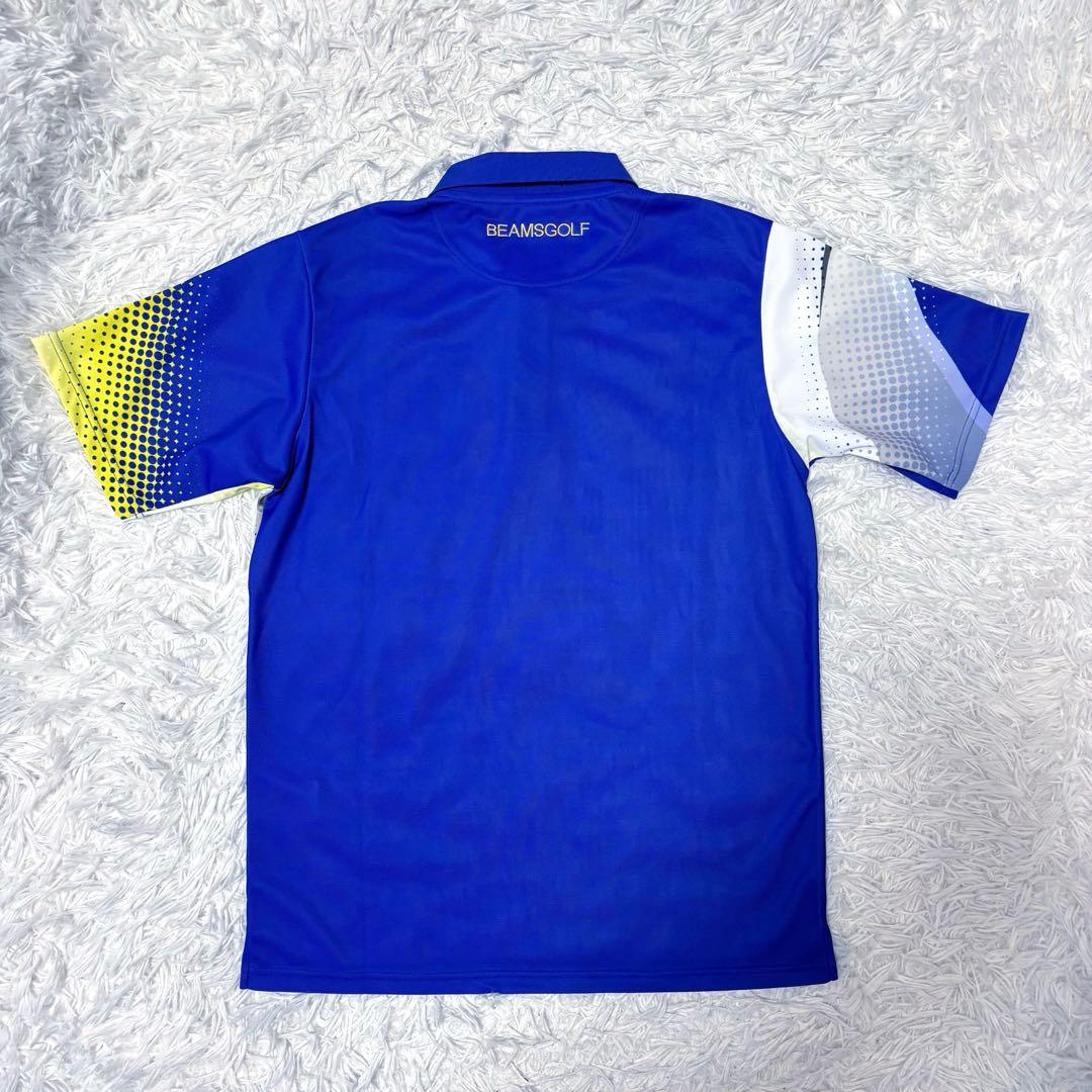 最新作 ビームスゴルフ ポロシャツ ブルー 襟付き ゴルフウェア ストレッチ