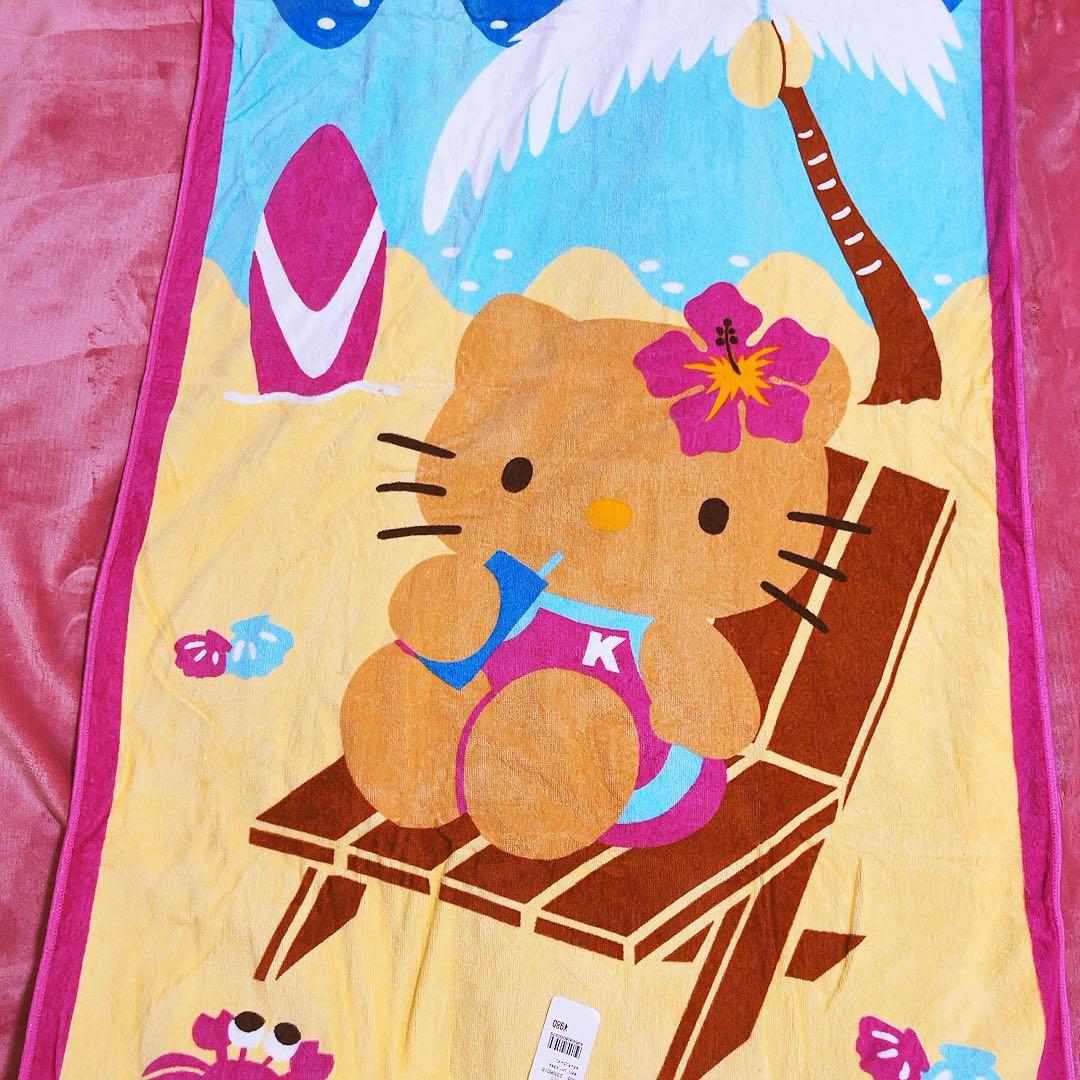 希少レア　ハローキティ　日焼けキティ　ビーチ　タオル　2002 サンリオ　レトロ