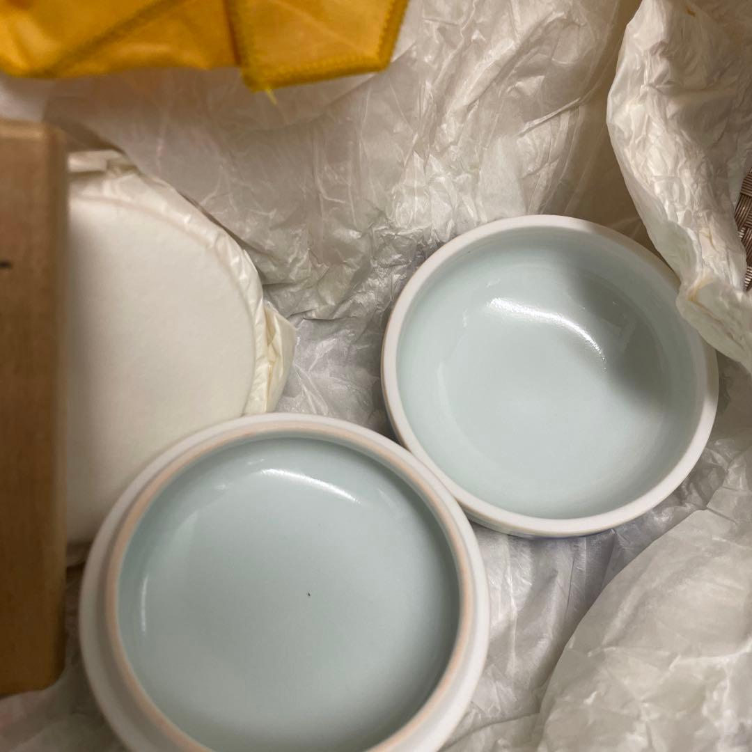 青と白の花模様 香合 宮川喜吉