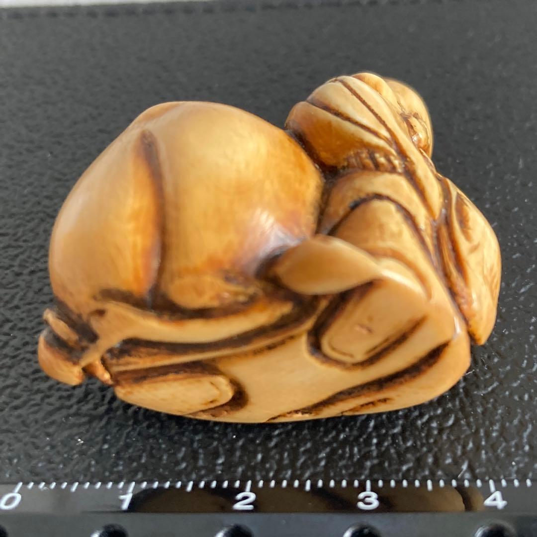 極上　根付　マンモス　牙彫り　寿老人　置物