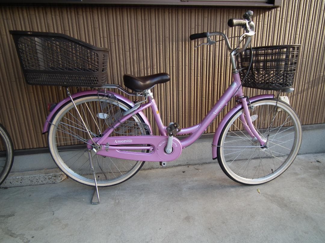 お引き取り限定　婦人用自転車　２４インチ　 前後バスケット付き