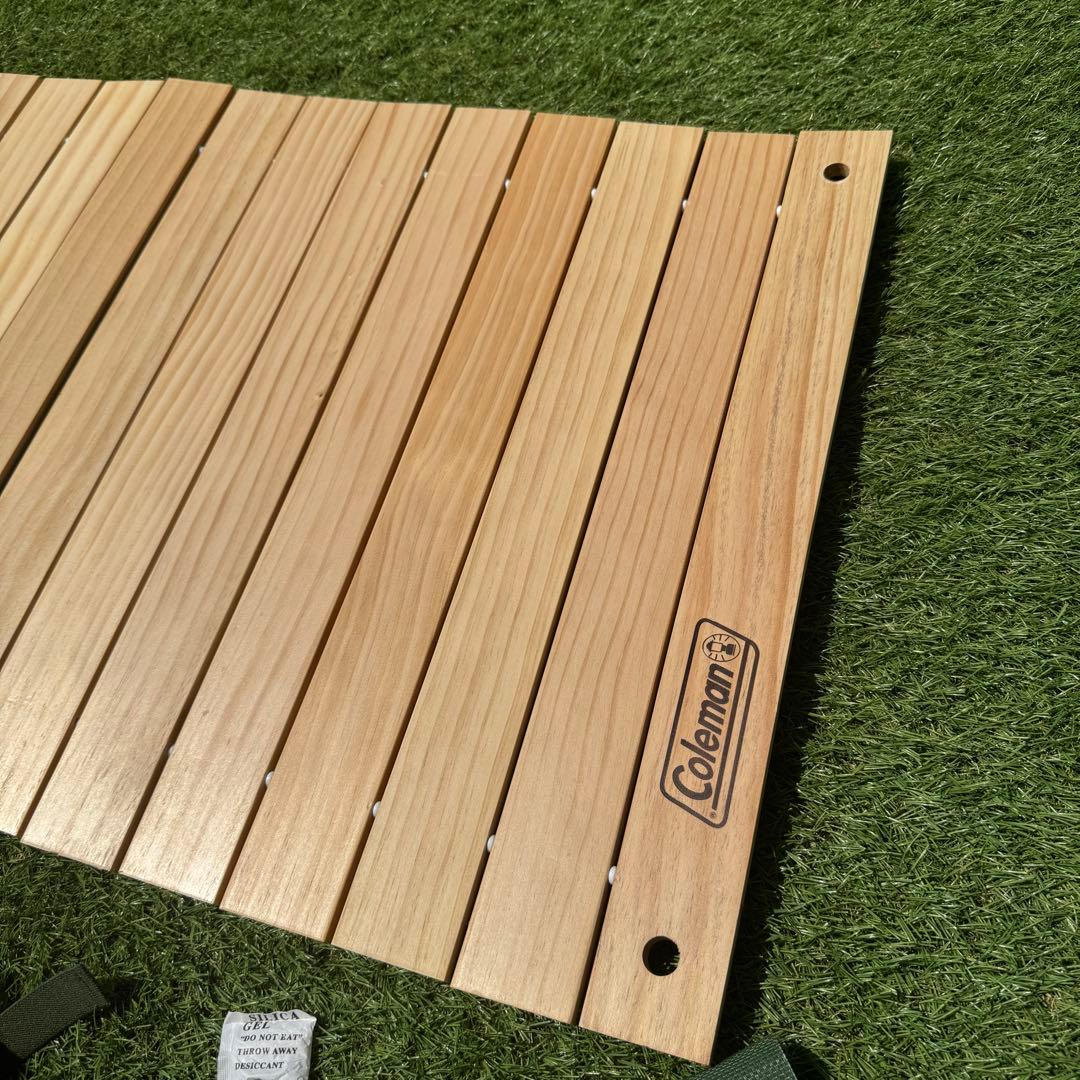 美品 コールマン アウトドアウッドロールテーブル ワゴン用 天然木