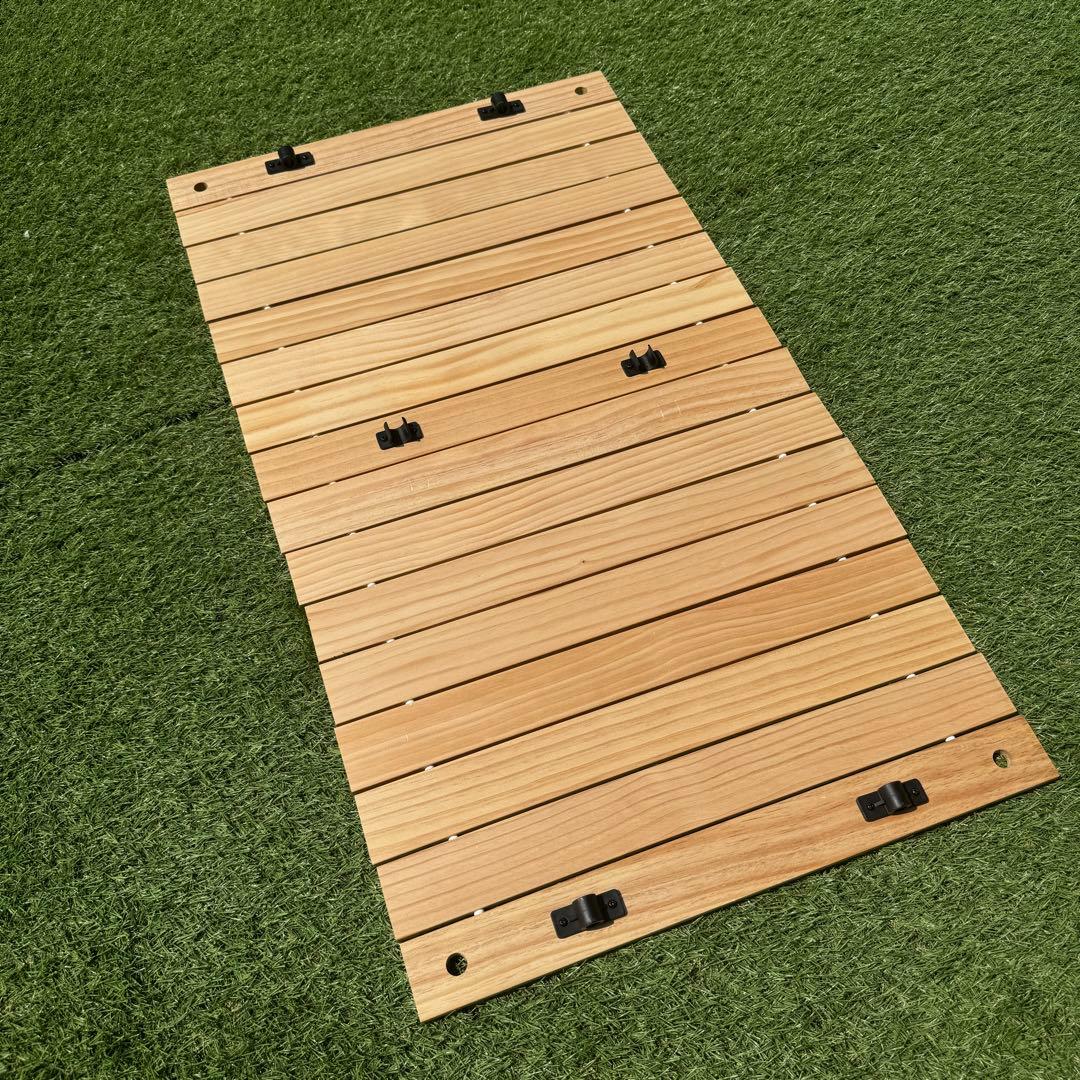 美品 コールマン アウトドアウッドロールテーブル ワゴン用 天然木