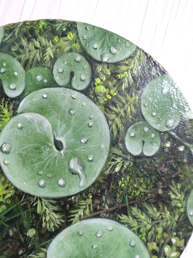 油絵【潤い】1点物の原画/円型キャンバス/作者サイン入り