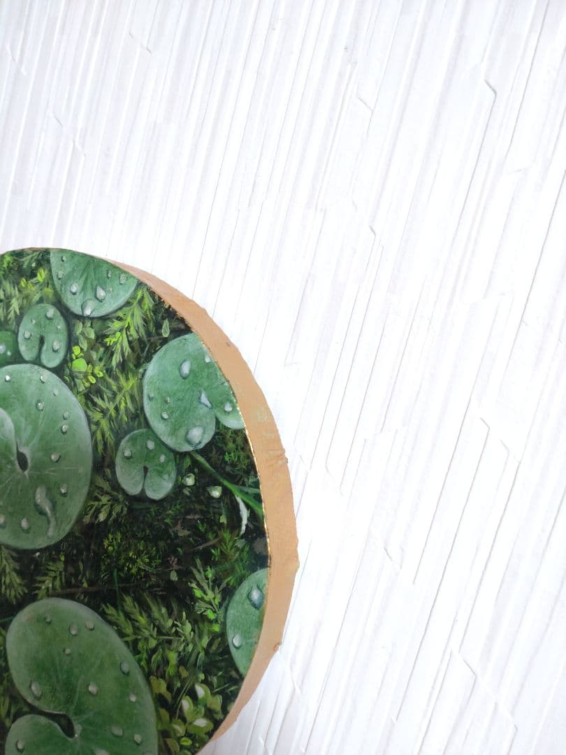 油絵【潤い】1点物の原画/円型キャンバス/作者サイン入り