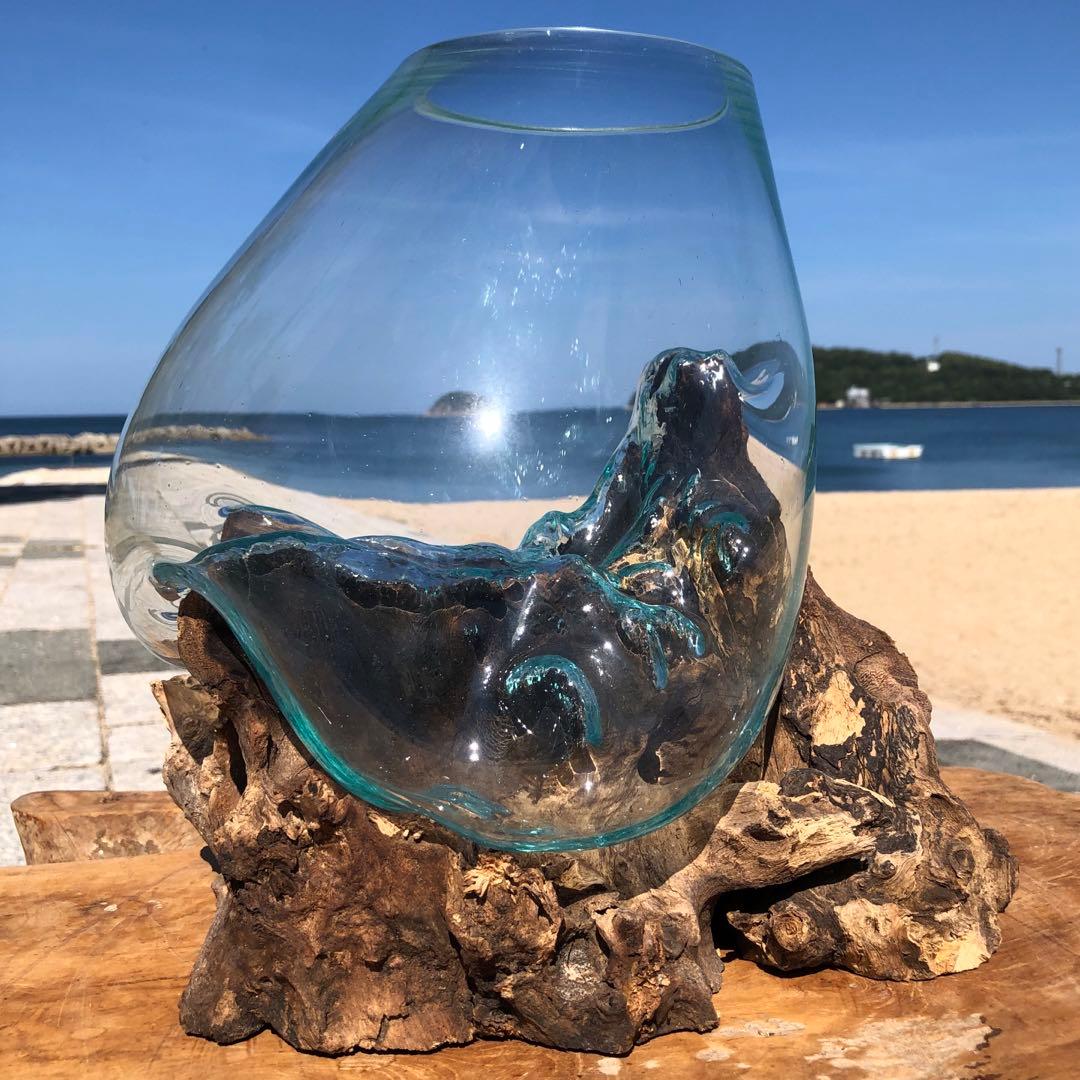 流木ガラス オブジェ超特大D 花瓶 金魚鉢 水槽 テラリウム 観賞魚 メダカ容器