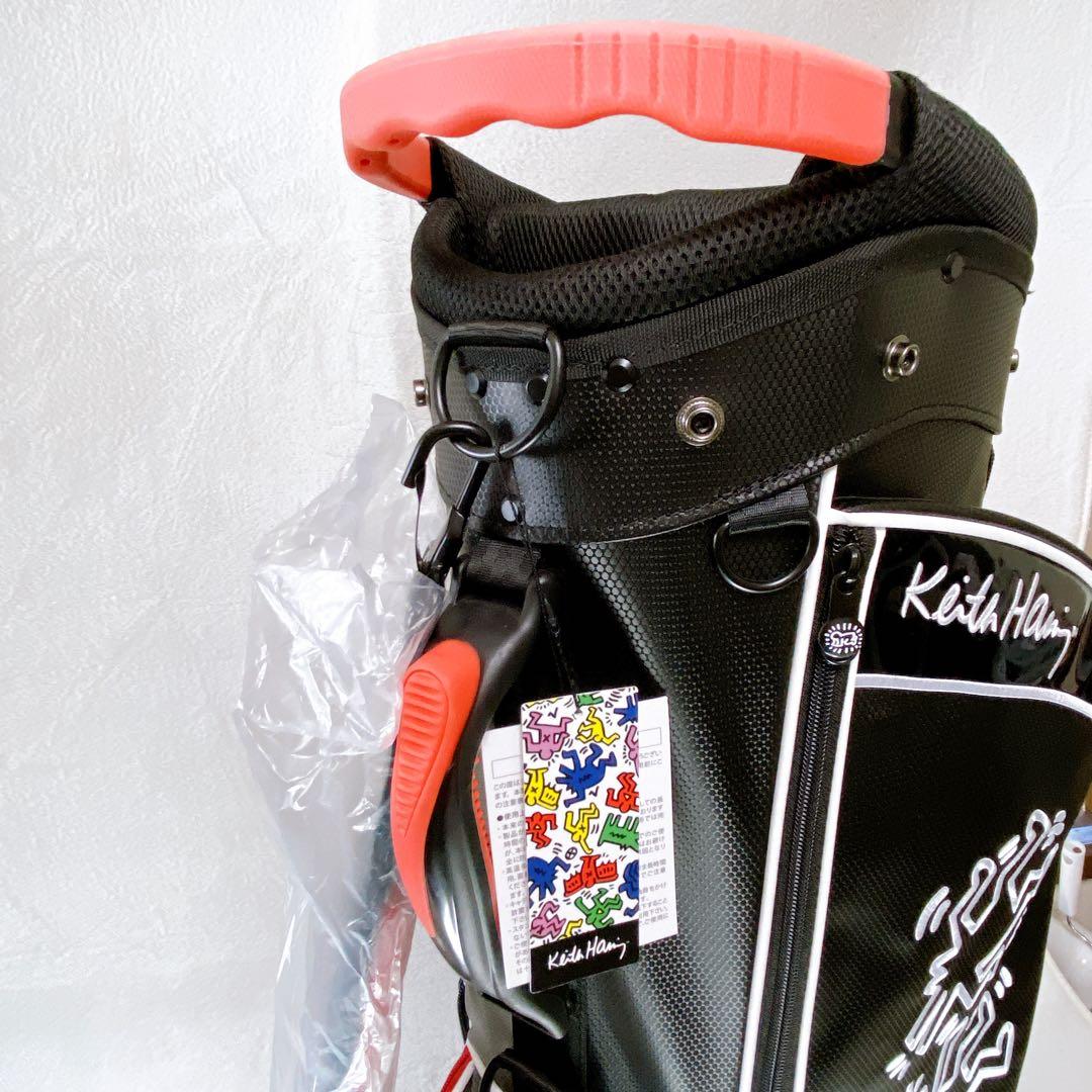 未使用　キースヘリング　スタンド付キャディバッグ　9型　ブラック　レッド　黒　赤