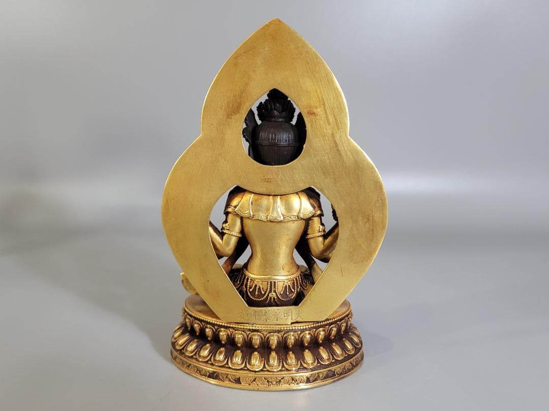 仏教古美術 古銅塗金彫刻 四臂観音仏像 明永楽年施款 古寺買取 唐物 中国美術