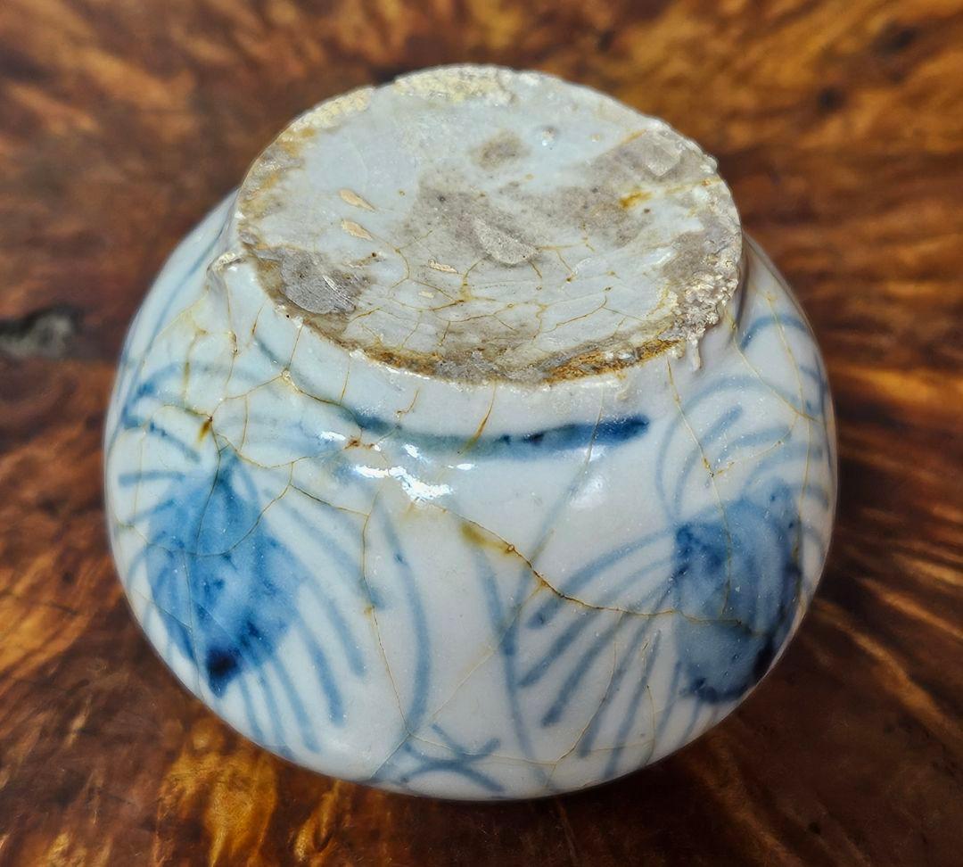 中国南方系　東南アジア古陶磁器　青華 安南　宋胡録　小壺　茶入れ　振り出し