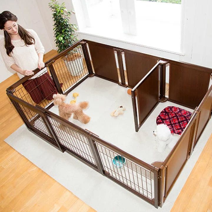 小型犬 サークル 多頭飼い 室内用 スライドドア 木製 仕切り 日本製ペット家具