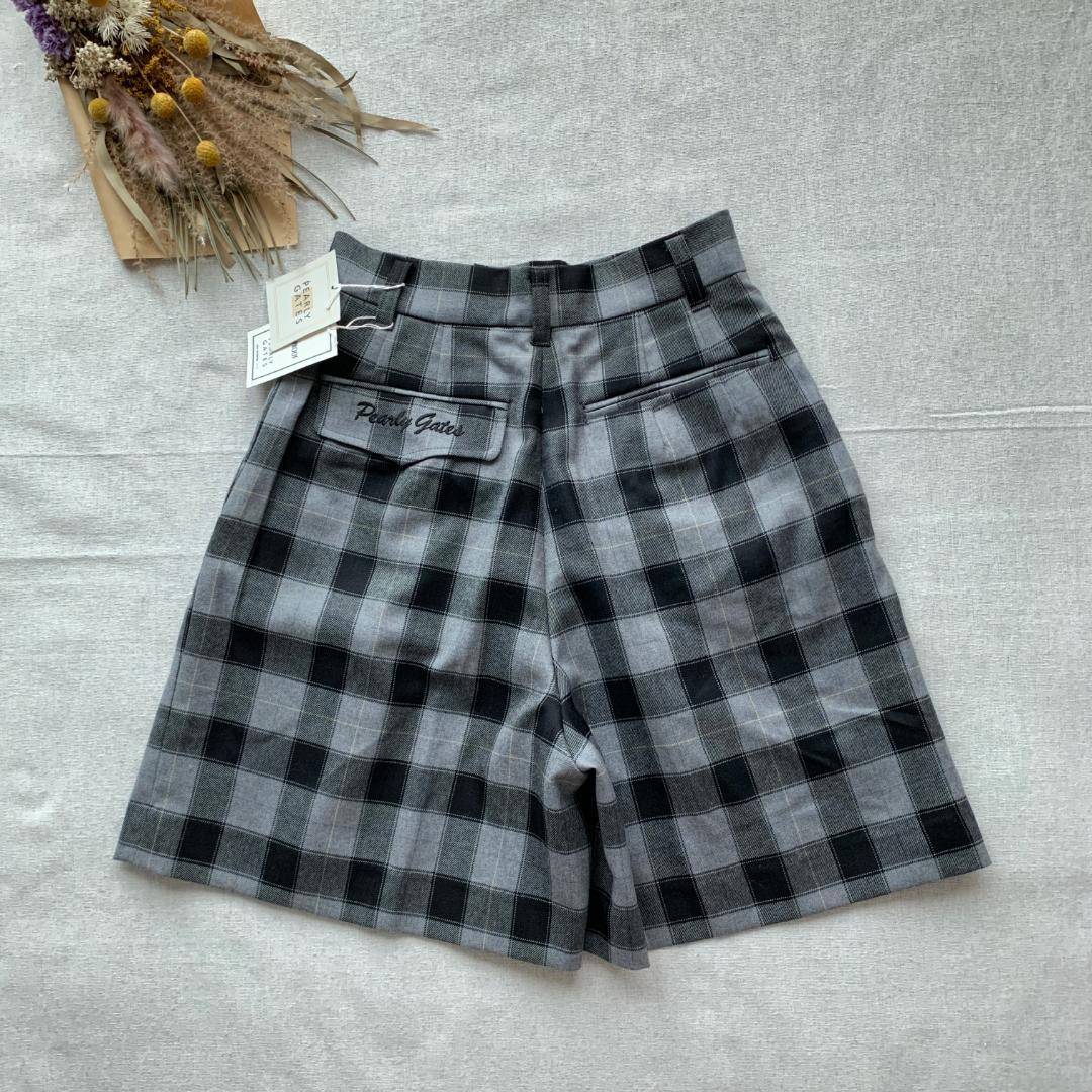 新品タグ　パーリーゲイツ　ショートウールパンツ　チェック柄　M　撥水加工　ゴルフ