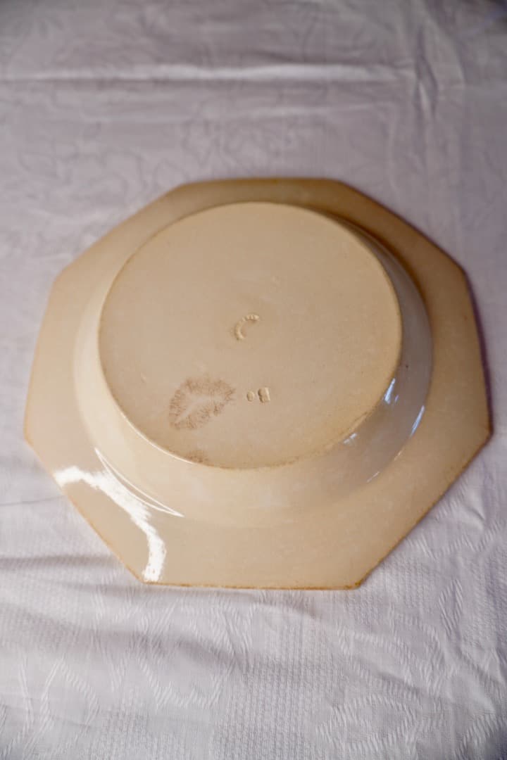 フランス アンティーク クレイユモントロー オクトゴナルプレート 陶器 深皿①