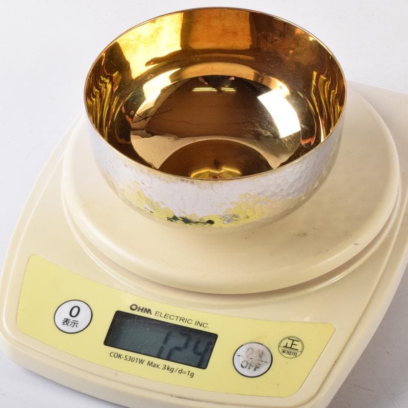 縁起物　銀製　鎚目　碗　124g　N　7483