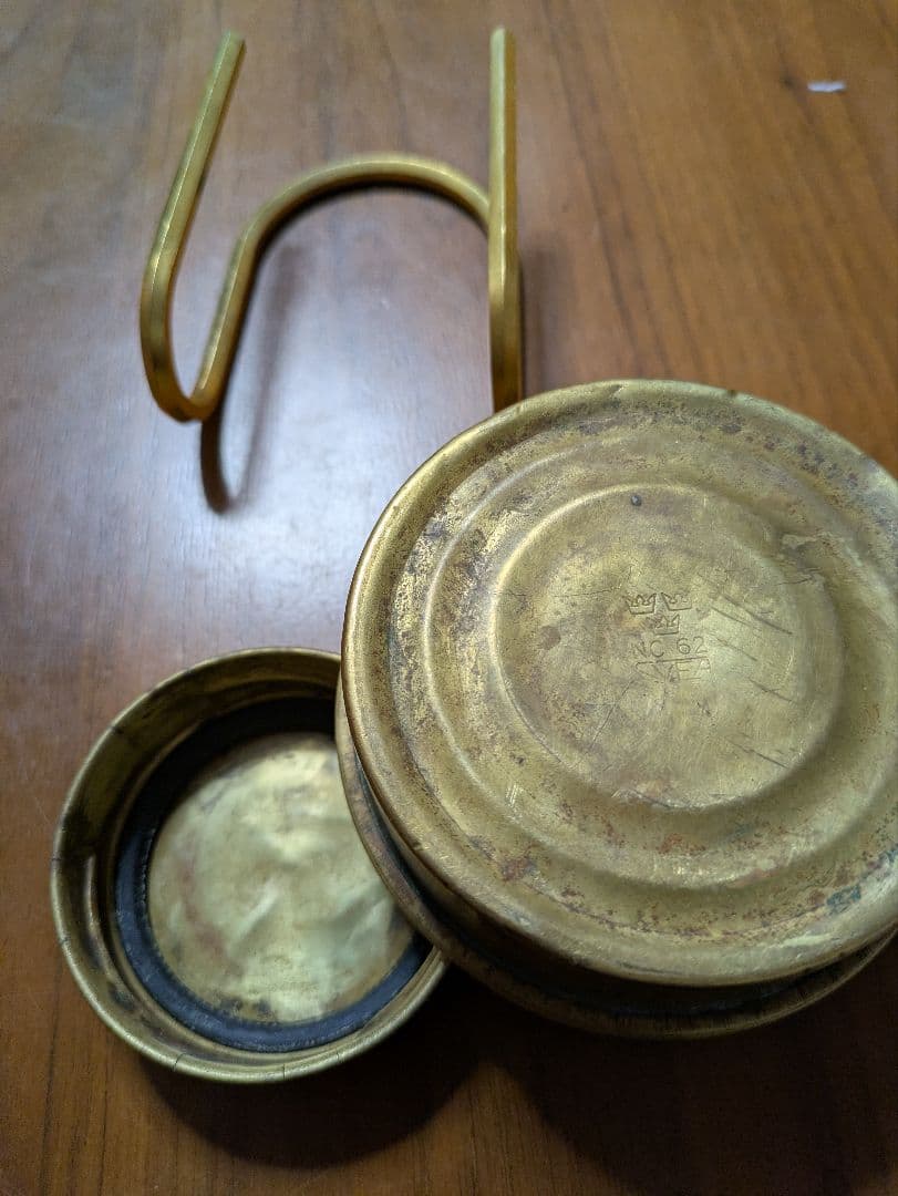 スウェーデン軍　アルコールストーブ　真鍮　五徳セット　軍幕　ブッシュクラフト