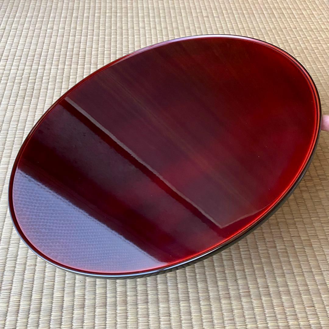 輪島塗 慶塚【溜塗 盛器】 菓子器　丸盆　40cm　天然木　漆塗　茶道具