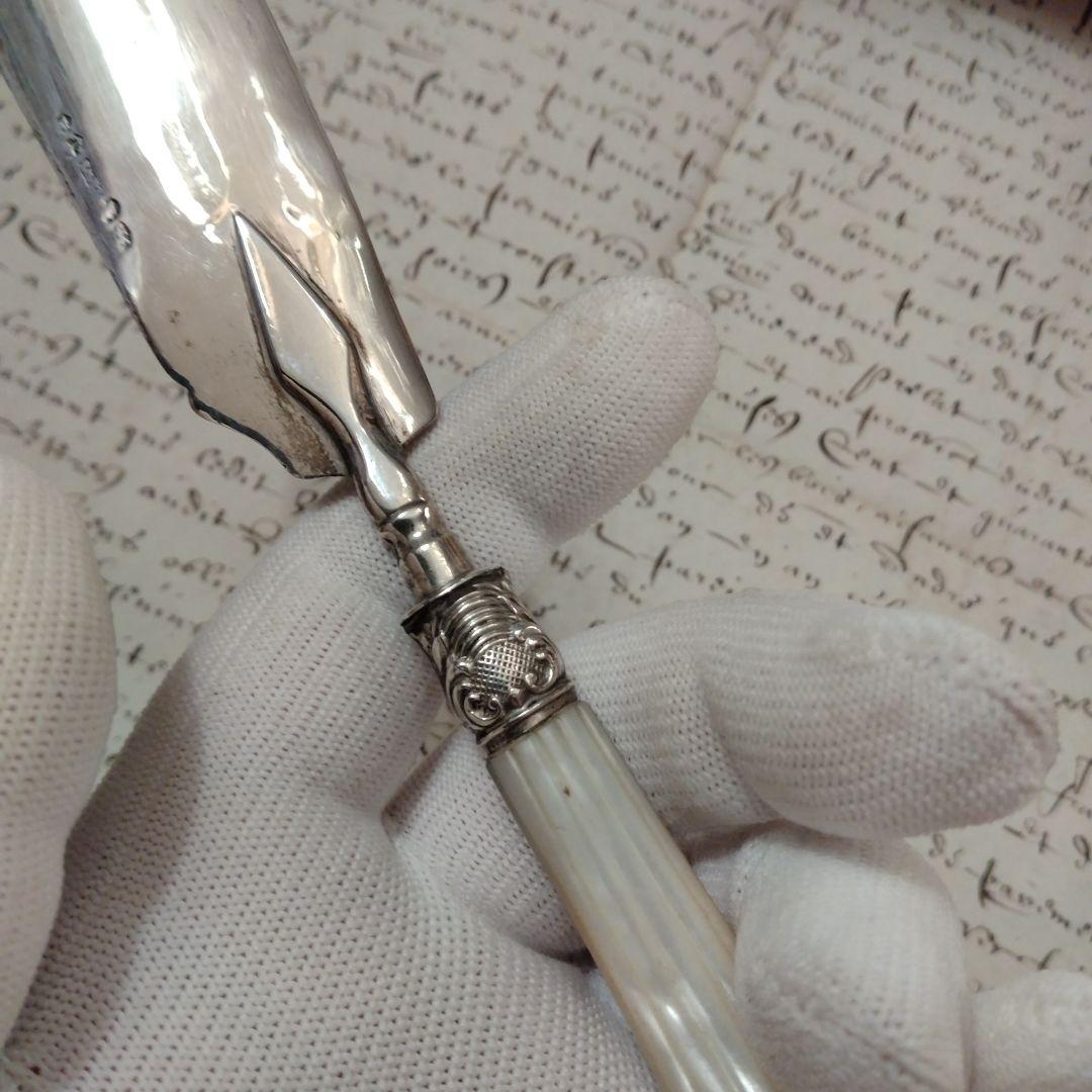 最終値下げ　純銀　ジョージアン　バターナイフ マザーオブパール　1824年