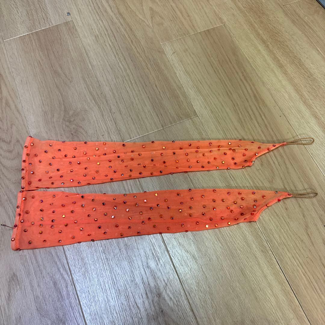 Y5931★S ネオンオレンジ スワロミックス ラテンドレス 社交ダンス