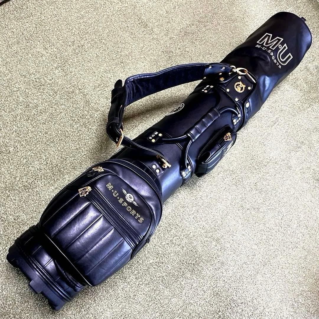 【美品 】M.U SPORTS レディースキャディバッグ レザー&ゴールドパーツ