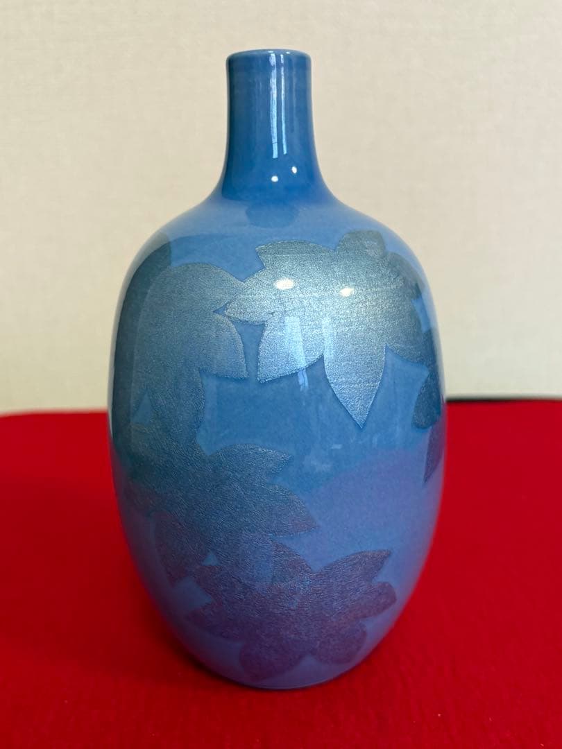 人間国宝 中田一於 淡青釉裏銀彩 花入 N45 日本工芸会正会員 九谷焼