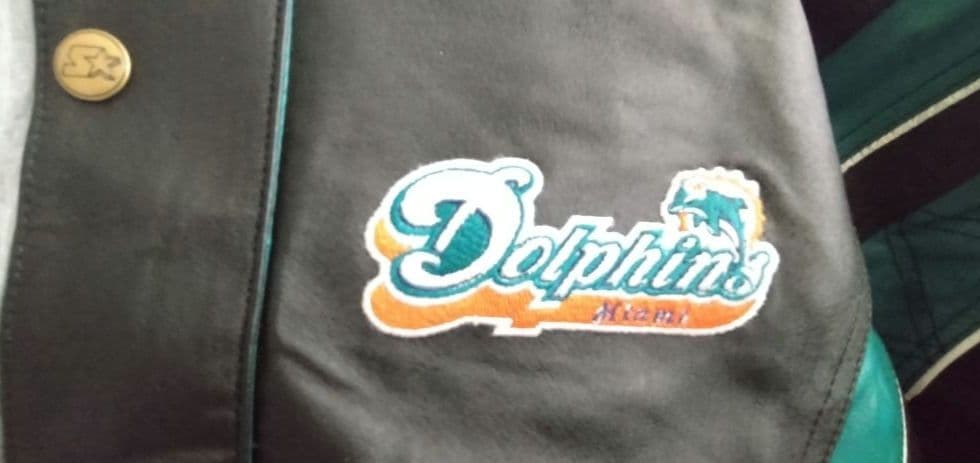 希少　Miami Dolphins 刺繍ロゴレザージャケット　未使用タグ付