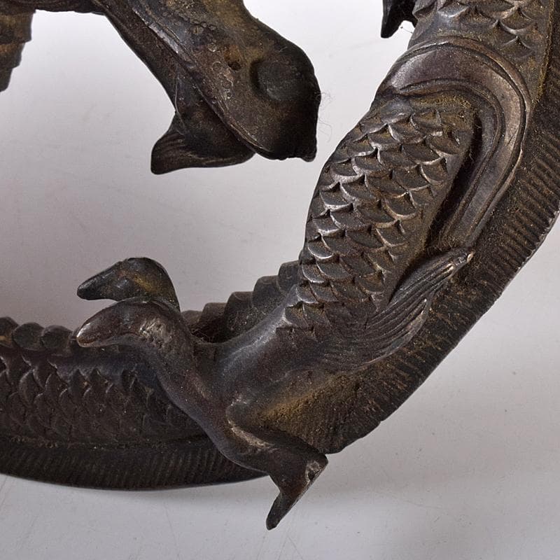 中国　古銅　龍　紙鎮　墨床　蓋置　置物　T　R8206