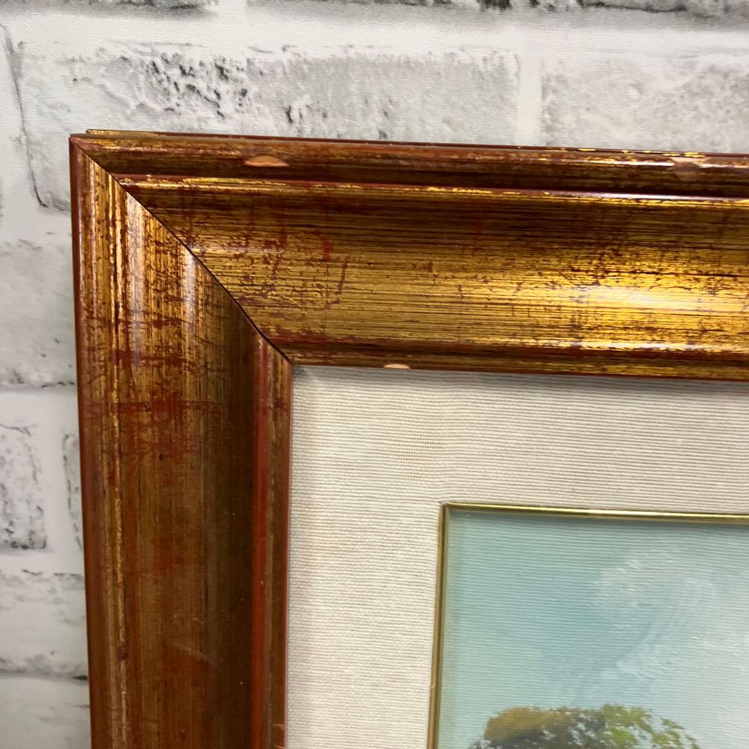 イタリア製 油絵 DE VITIS 風景画 山小屋 額縁入り DE VITIS