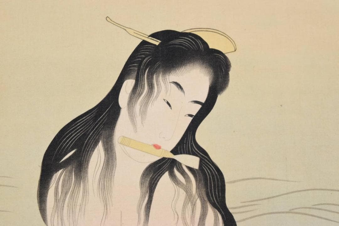 【複製】喜多川歌麿/海女図/工芸品/掛軸/名家伝来/AA-812