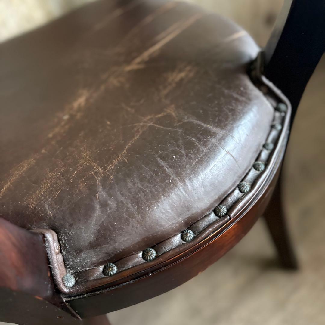 エスニックスタイル　レザーシート アームチェア ヴィンテージ　②