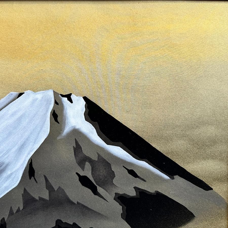 小野萬翠 筆 富士 F8号 落款 直筆サイン有 繊細な色彩描写 額装