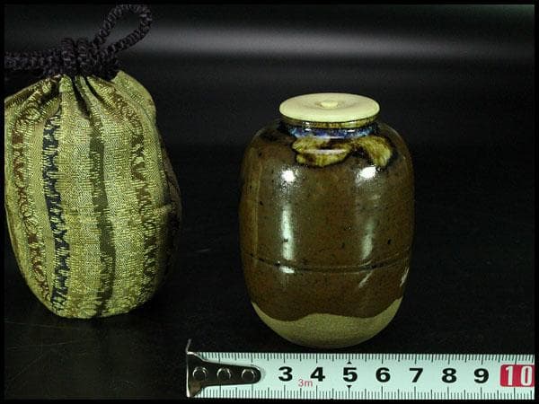 茶道具 古瀬戸 茶入 仕服付(K-YC386)