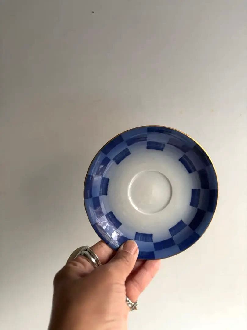 850 香蘭社 オールド香蘭社 市松文カップ&ソーサー 3点組 有田 明治 大正