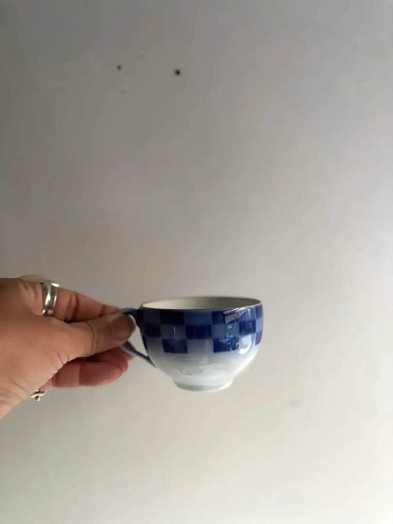 850 香蘭社 オールド香蘭社 市松文カップ&ソーサー 3点組 有田 明治 大正