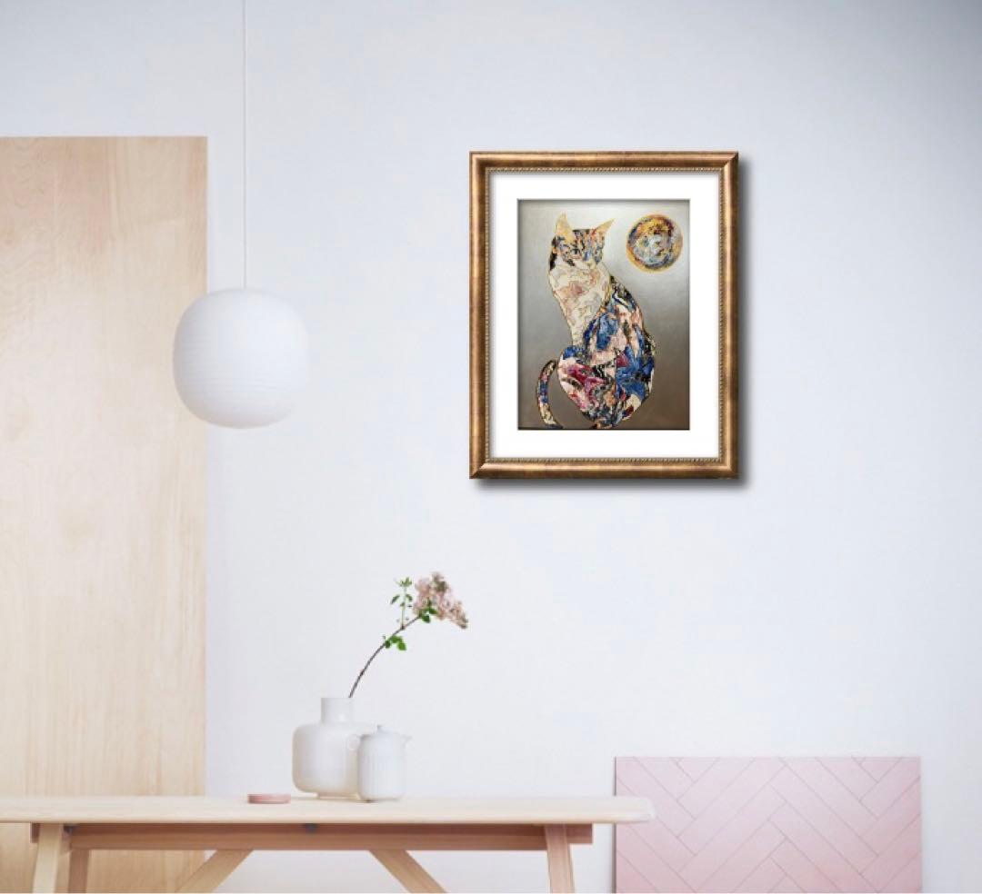 猫の絵画　猫　あかねこ