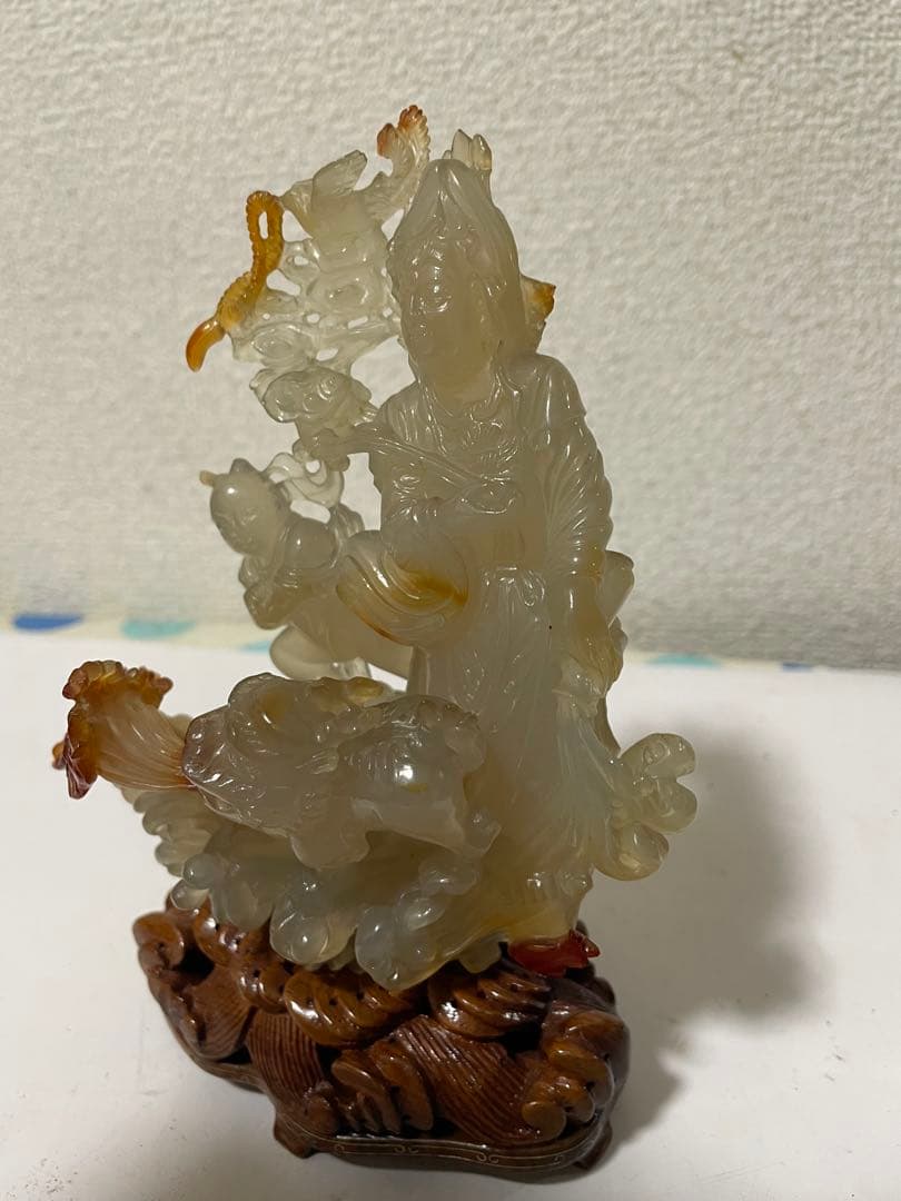 中国美術　置物　玉石　瑪瑙　メノウ　美しい彫刻