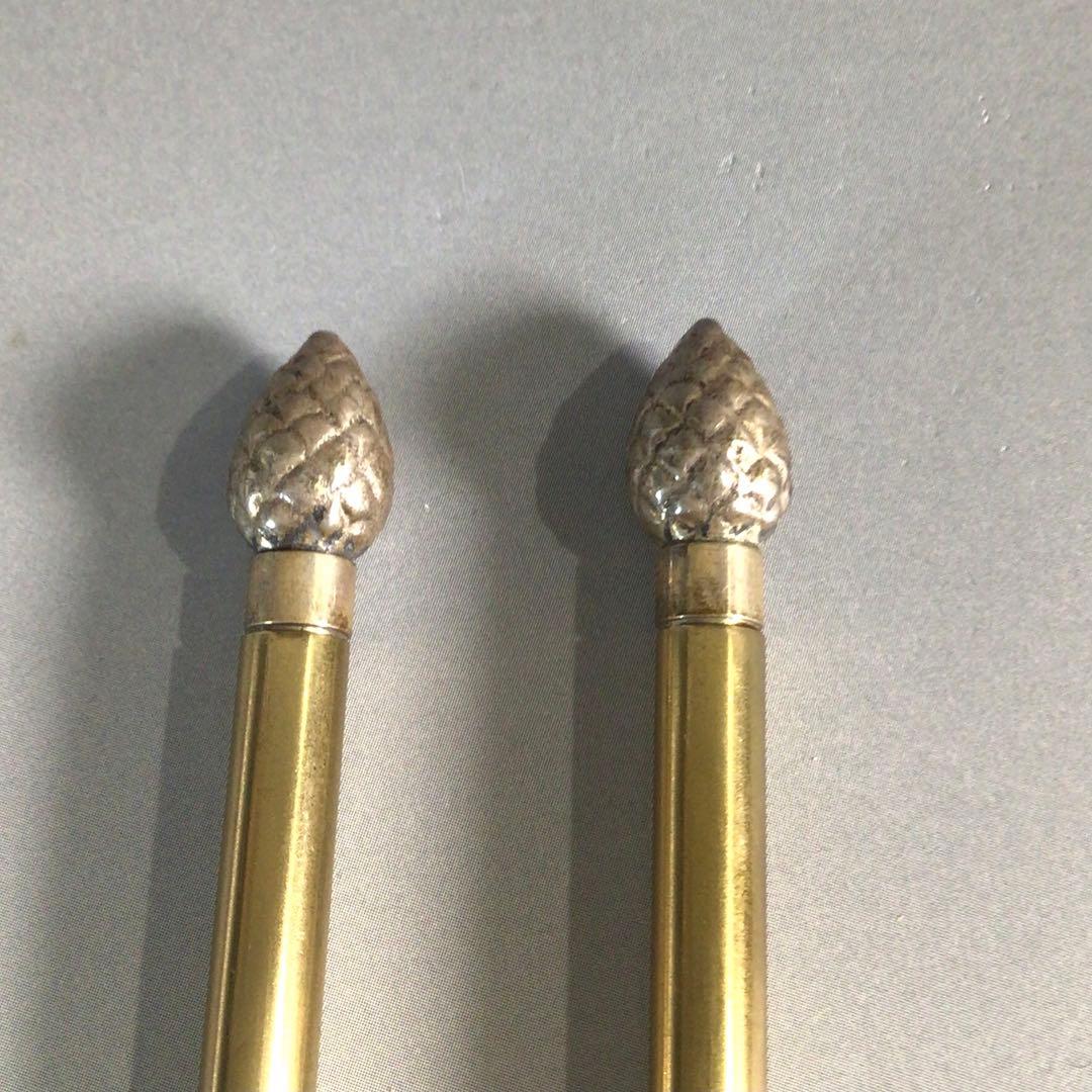 Ｐ７４７　火箸　『木村清雲造』『南鐐』『松笠頭』『飾火箸』　共箱　茶道具